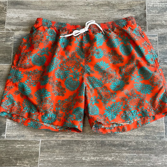Floral Orange Swim Shorts - Picture 1 of 6